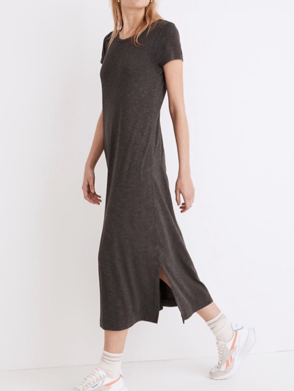 Madewell Relaxed Midi Tee Dress - Heather Grey - Medium - New with tags